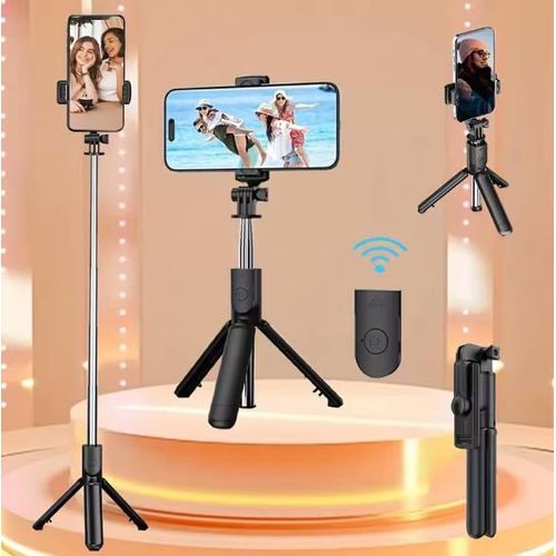product_image_name-Generic-Portable Selfie Stick  Phone Tripod with Wireless Remote Extendable Tripod Stand 360 Rotation  Selfie Stick  with Light -6