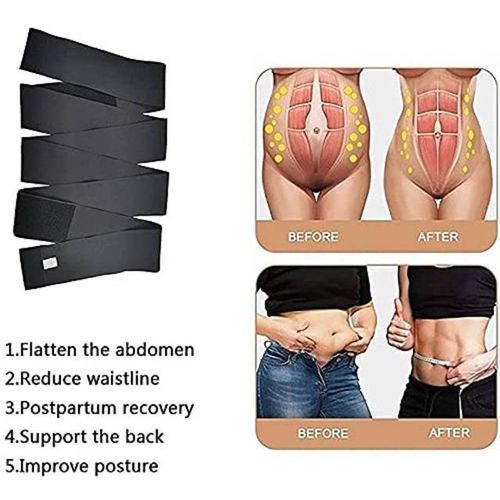  Adjust Your Snatch Waist Trainer Wrap, Miracle Tummy Wrap  Sweat Workout Belt Waist Trimmer for Women 5M Plus Size