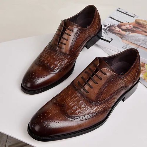 Fashion Crocodile Pattern Casual Loafers Men's Official Leather Oxford ...