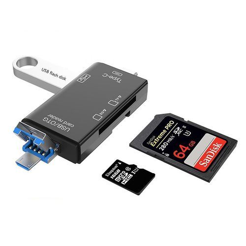 Generic Otg 6in1 Adaptateur TF Type C, Micro USB, Lecteur de Carte