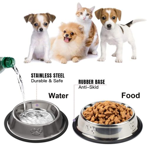 product_image_name-Generic-Dog Food Bowl, Water Bowl Stainless Steel, Metal Non Slip Pet Cat Small Puppy Kitten Drinking & Feeding Cage, Kennel, & Crate Feeder Dishes Bowls Bunny Feeder-3