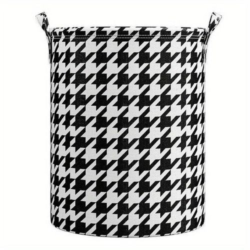product_image_name-Generic-Houndstooth Foldable Laundry Hamper - Versatile Storage Basket For Clothes, Toys & Sundries, No-2