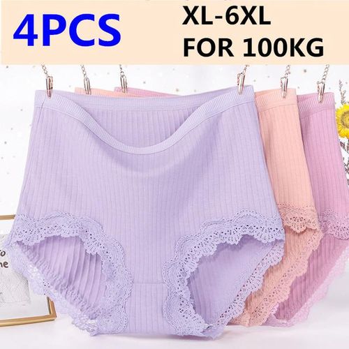 Generic 4pcs Large Size Underwear For Women 100kg High Waist Pure Cotton  Antibacterial Panties Mother Middle-Aged Old Ladies Lace Briefs @ Best  Price Online