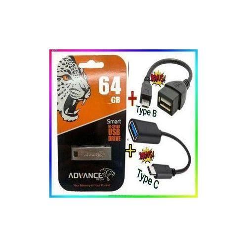 product_image_name-Generic-Advance 64GB Flashdisk with clip // 64 GB Flash Disk -Silver + Free Otg Type B & C-1