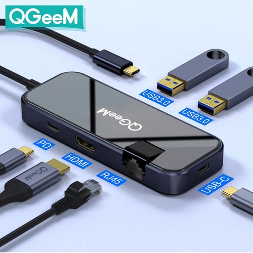 QGeeM 3 in 1 USB C Hub HDMI USB C Adapter