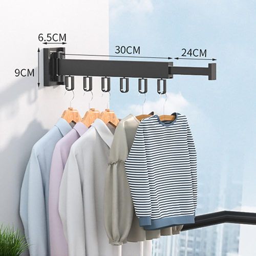 Generic Folding Clothes Hanger Wall Mount Retractable Cloth Drying