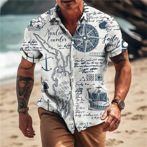 Generic 2023 Sailing Compass Men's Shirts Summer Short Sleeve