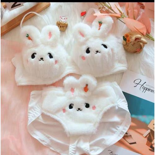 Generic Sweet Lolita Autumn And Winter Cat Paw Plush Underwear For Women  Comfortable And Cute Japanese Girl Ears Bra And Panty Set @ Best Price  Online