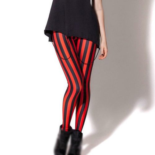 Red and yellow striped leggings top