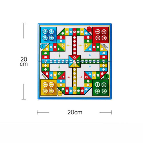 Ludo - Snakes & Ladders - Board Game - Foldable - with 4 Colours and 1 Dice