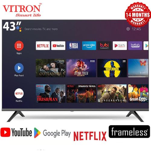 product_image_name-Vitron-43" Inch BLUETOOTH TV,Smart Android 11 TV INBUILT DECODER+POWER TV GUARD+EXTENSION-2