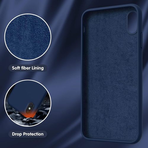 product_image_name-Generic-Case for iPhone X/iPhone Xs case Liquid Silicone Gel Rubber Phone Case,iPhone X/iPhone Xs 5.8 Inch Full Body Slim Soft Microfiber Lining Protective Case (Deep Navy)-3