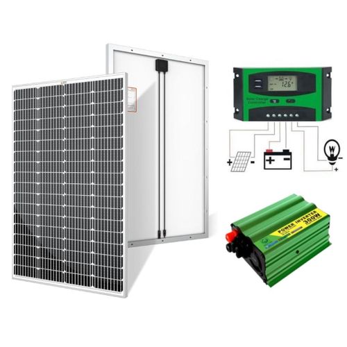 product_image_name-Sunnypex-200 W Solar Panel All Weather Solar Panel + Free 10A Solar Charge Controller + Free 300W Solar Power Inverter   DC To AC Solar Inverter-1