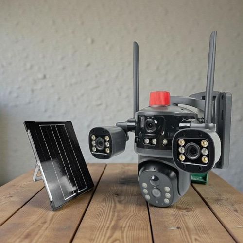 product_image_name-Generic-4G Sim Card PTZ 360 Rotating Multiple Lens Solar Camera 12MP Ultra HD 1080P with Loud Speaker Flashing Light Alarm Siren Waterproof Night Vision Auto Tracking Remote Monitoring Smart Home Security-1