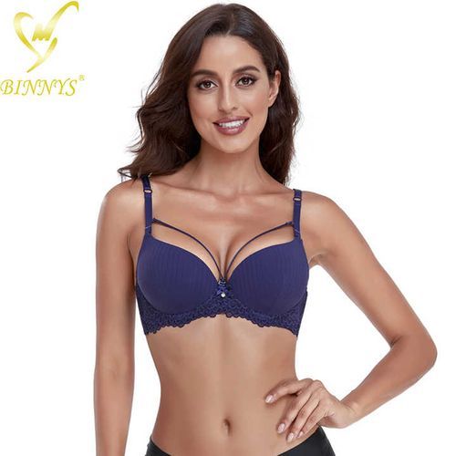 Binnys Sexy Silk Lace Front Strap Push Up Padded Bras @ Best Price