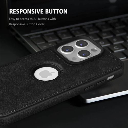 product_image_name-Generic-iPhone 14 Pro Max Phone Case, Black Full Hard Case Classic Soft PU Leather Protective Cover for Second Device-3