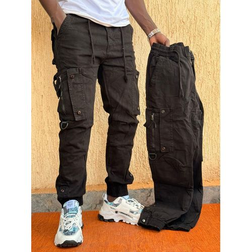 product_image_name-Fashion-Black non fade  button down cargo pants-2