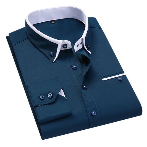 Fashion Shirts For Men Longsleeve Shirt Solid Mens Long Sleeve Shirt Dress  Shirt Blue @ Best Price Online