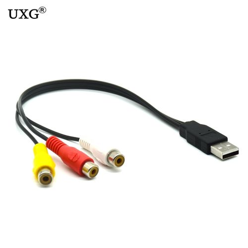 USB to RCA Cable,3 RCA to USB Cable,AV to USB, USB 2.0 Female to 3