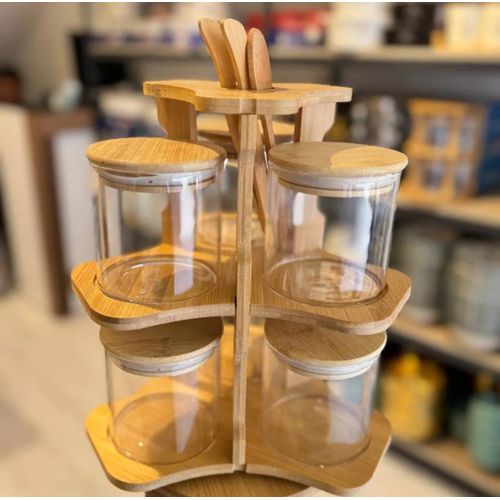 product_image_name-Generic-360° Rotating Bamboo Spice Rack with 6 Large Spice Bottles (300ml)-1