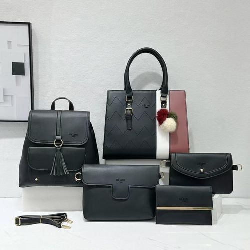 product_image_name-Generic-Ladies & Women Leather Shoulder 5 in 1 Handbags Slingbags Set-1