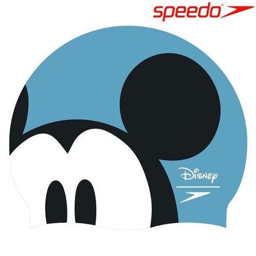 product_image_name-Speedo-Swim Cap Junior Slogan - Unisex Children - Blue/black/white Mickey..-1