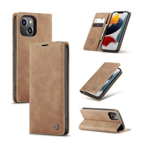 product_image_name-Generic-Caseme Brown Soft Leather Wallet Flip Cover Case for iPhone 14 Plus-1