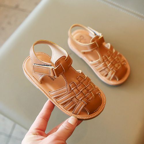 Leather barefoot kid's sandals - JANU - SKY BLUE