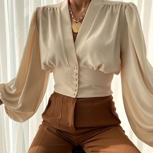 Women Embroidery Flowers Satin Shirt Long Sleeve Tops Elegant Blouse Fashion