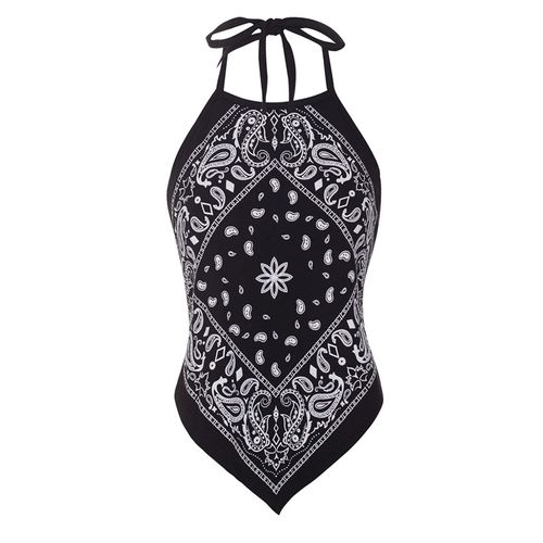 Fashion (Black)women Tank Top Tummy Control Sleeveless Paisley Bandana  Halter Top Lacing Shirt Blouse Camiseta Ajustada Mujer шорты WEF @ Best  Price Online