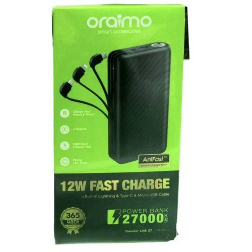 product_image_name-Oraimo-27000mAh 12W Fast Charging Power Bank WITH CABLES-2