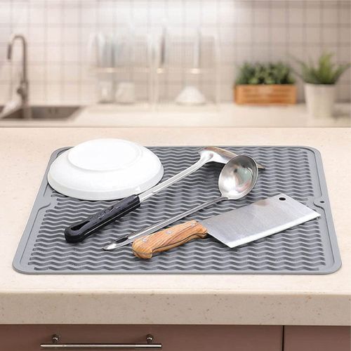 Silicone Dish Drying Mat - Drain Hole, Non-Slip, Heat Resistant