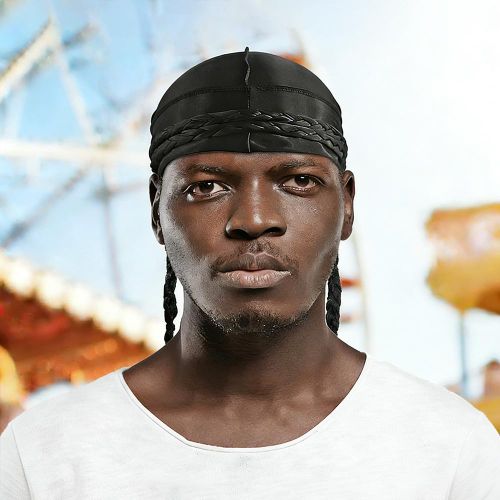 product_image_name-ARHANORY-Men Silky Durag Waves Headwraps Long Tail Lightweight Pirates Doo Rag - Black-8
