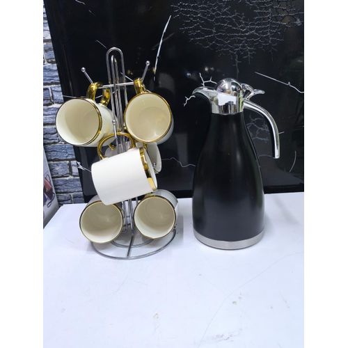 product_image_name-Generic-6-Piece White Ceramic Mugs Tea Set with 2L Flask-1