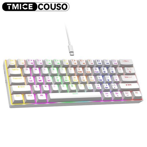 product_image_name-Generic-Blue Switch Gaming Keyboard 60 Percent Gamer Teclado Compact 61 Keys LED Backlit Computer PC Wired White Mechanical Keyboard-1