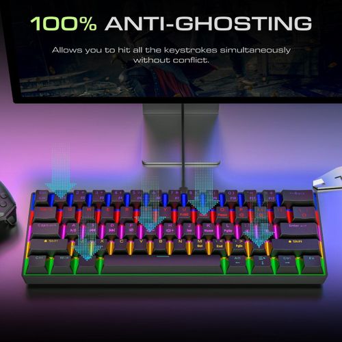 product_image_name-Generic-Blue Switch Gaming Keyboard 60 Percent Gamer Teclado Compact 61 Keys LED Backlit Computer PC Wired White Mechanical Keyboard-4