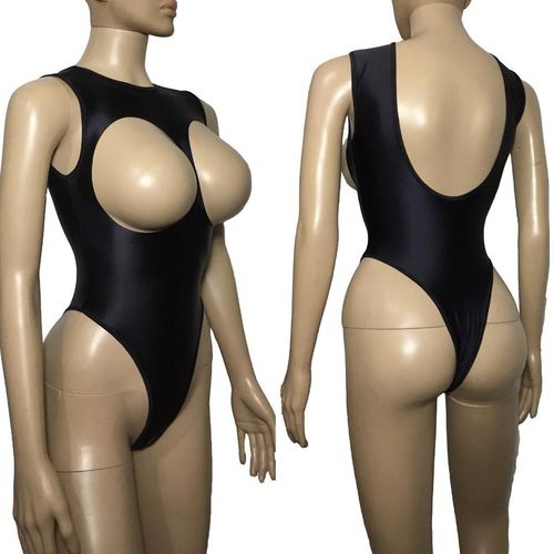 Fashion Sexy Shiny Spandex Cupless Crotchless Teddy Thong Leotard