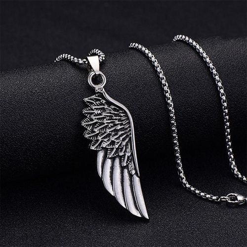 product_image_name-GALUIN-Vintage Feather Pendant Angel Wing Necklace Hip Hop Titanium Steel Chain Accessories-1