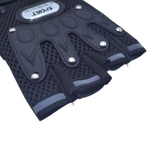 product_image_name-Fashion-Top Quality Breathable Half Finger Cycling Gloves BLACK Wear-Resistant Motorbike & Tactical Gear Unisex HG-1 with Reflective Strips Sport Glove Bike Riding Racing Light Summer Bicycle Gear Mesh Design Open-3