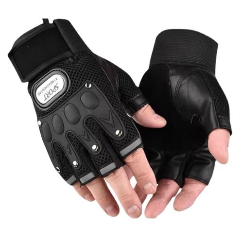product_image_name-Fashion-Top Quality Breathable Half Finger Cycling Gloves BLACK Wear-Resistant Motorbike & Tactical Gear Unisex HG-1 with Reflective Strips Sport Glove Bike Riding Racing Light Summer Bicycle Gear Mesh Design Open-5