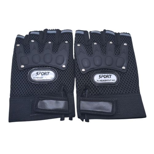 product_image_name-Fashion-Top Quality Breathable Half Finger Cycling Gloves BLACK Wear-Resistant Motorbike & Tactical Gear Unisex HG-1 with Reflective Strips Sport Glove Bike Riding Racing Light Summer Bicycle Gear Mesh Design Open-7