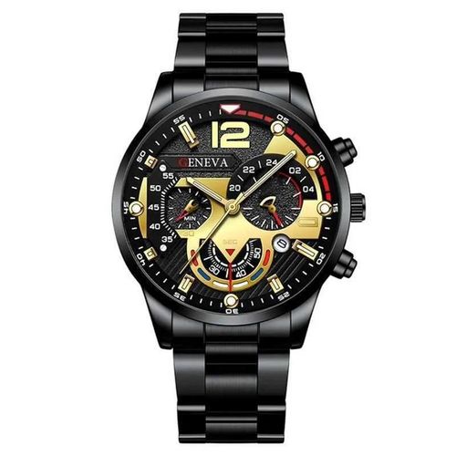 product_image_name-Fashion Ella-Men's Quartz Watch + Men's Bracelet - Black-4