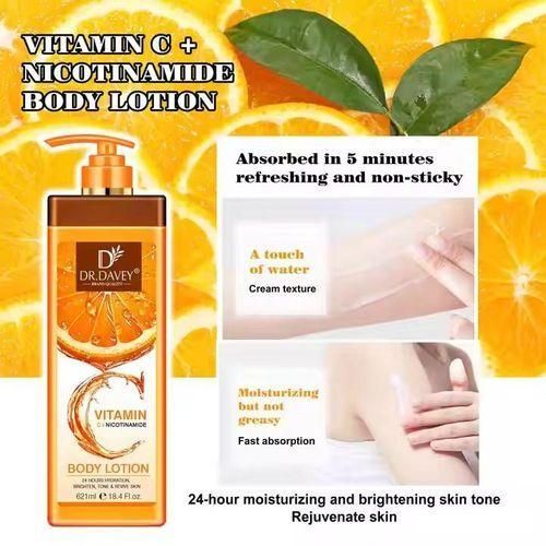 product_image_name-dr davey-Vitamin C + Nicotinamide Body Lotion 621ml. Moisturizes, Tones, Firms, Brightens, Revives Dull skin, Makes skin Young, Stimulate Collagen Production, Improve Elasticity & Evens the skin tone.-2