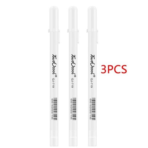 3pcs 0.8mm White Gel Ink Marker Pen Professional Writing Drawing