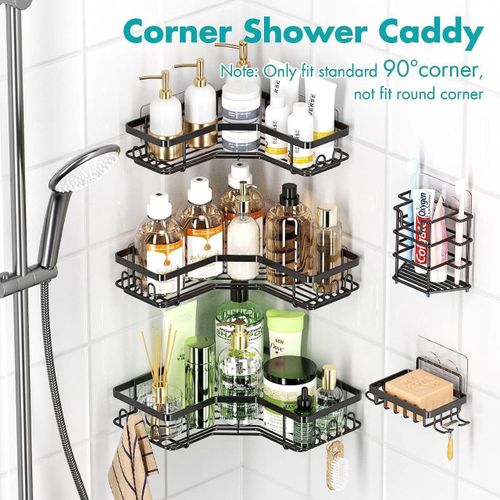 product_image_name-Generic-5PCS Triangular Shower Caddy Shelf Set – Corner Bathroom Organizer (No Drilling, Rustproof)-2