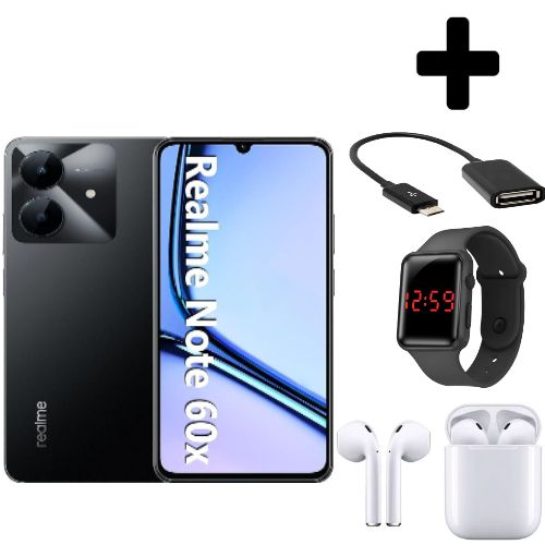 product_image_name-Realme-Note 60X 6.74" 128GB ROM+ 4GB Battery,5000mAh (Dual Sim)-Black+Earpods+Led Watch+Otg-1