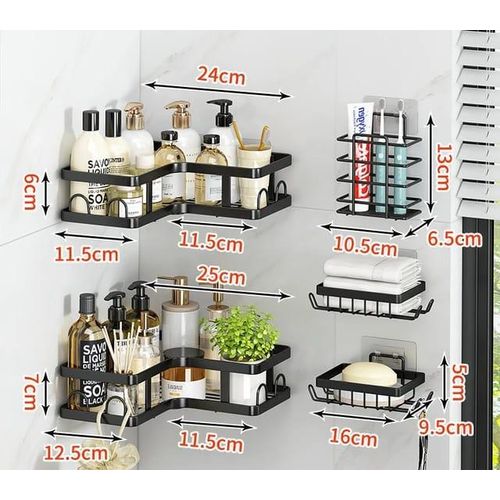 product_image_name-Generic-5 Pieces Multipurpose Rectangular And Coner Shelf Shower Caddy -3