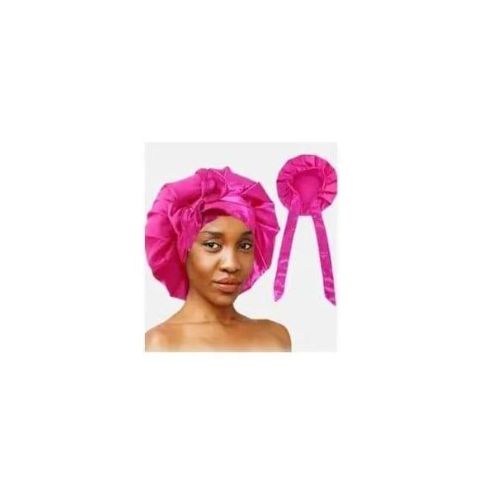 product_image_name-ASHION-New Large Hot Pink Satin Bonnet Silk Night Sleeping Cap Long Satin Bonnet With Head Tie Band Bonnet Edge Wrap For Women Curly Braid Hair-1