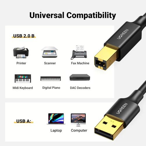 product_image_name-Ugreen-1.5m USB A To B Printer Cable - High-Speed For HP, Canon, Brother, Samsung, Dell, Epson, Lexmark, Xerox, And More -  US135 - UG-10350-2