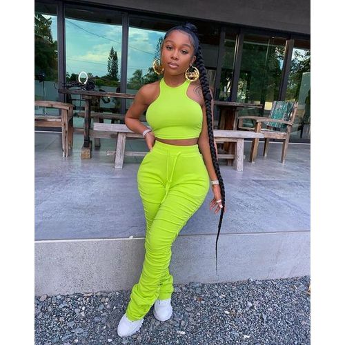 Generic Fitness Stacked Leggings Tracksuit Women Summer Lounge Wear Sleeveless Tank Crop With Sweatpants Two Piece Set Jogging Femme Best Price Online Jumia Kenya
